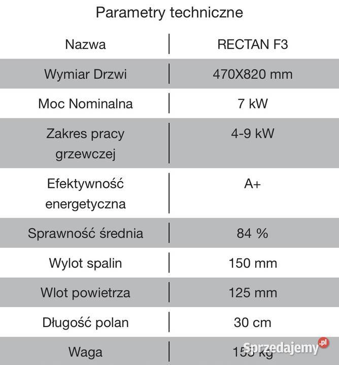 KOMINEK WOLNOSTOJĄCY RECTAN F3 piecyk KOZA Kraków
