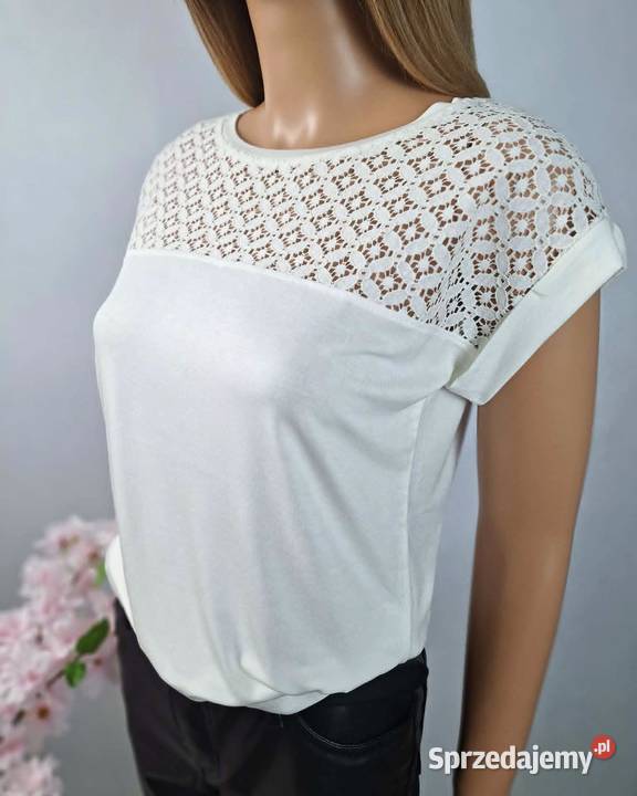 Bodyflirt biała bluzka koronka elegancka basic Augustówka sprzedam