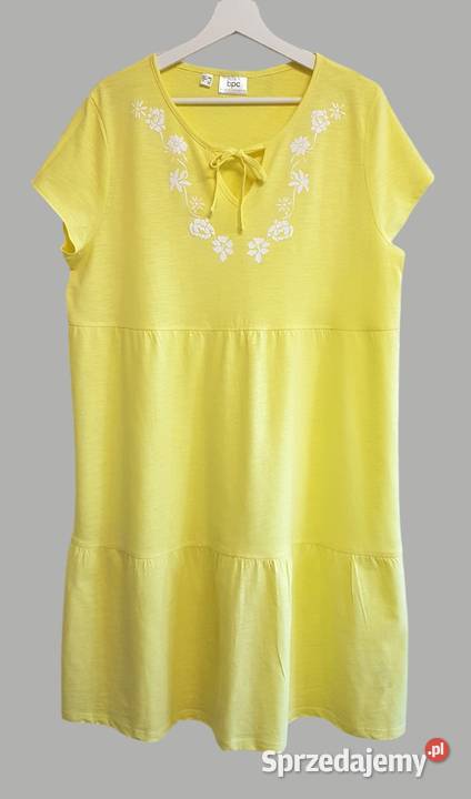 Damska sukienka bawełniana letnia żółta z Z falbankami  Chrzanów