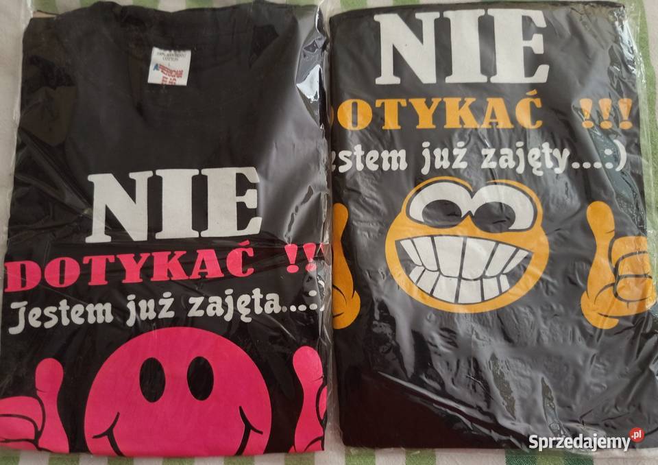 2 Koszulki Tshirt z napisem M L Warszawa