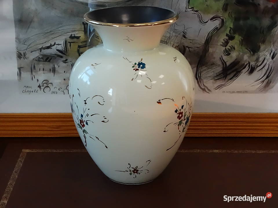 Elegancki wazon ceramiczny vintage retro motyw Wazony lubelskie Biłgoraj