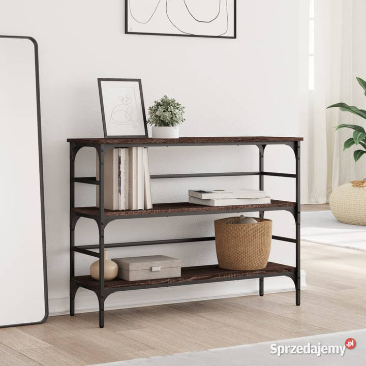 Stolik konsolowy brązowy dąb 100x32x75 WM839052 Warszawa sprzedam