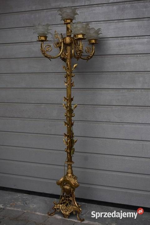 Stojąca Lampa z Brązu z 5 Kloszami Vintage