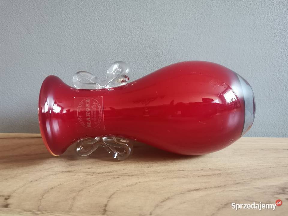 Stary czerwony wazon Makora Krosno design PRL Siemianowice Śląskie