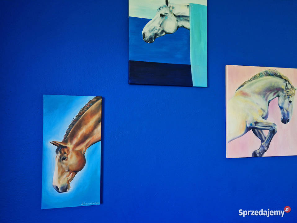 Oryginalny obraz olejny koń 30x60 Nowy Sącz