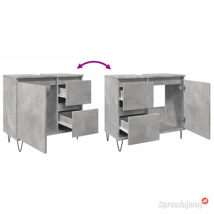 Szafka pod umywalkę szarość betonu 65x33x60