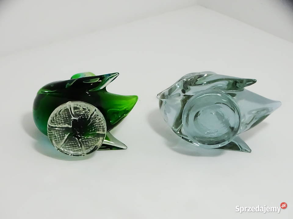 Dwie szklane figurki kaczek jedna wielobarwna lubelskie Biłgoraj sprzedam
