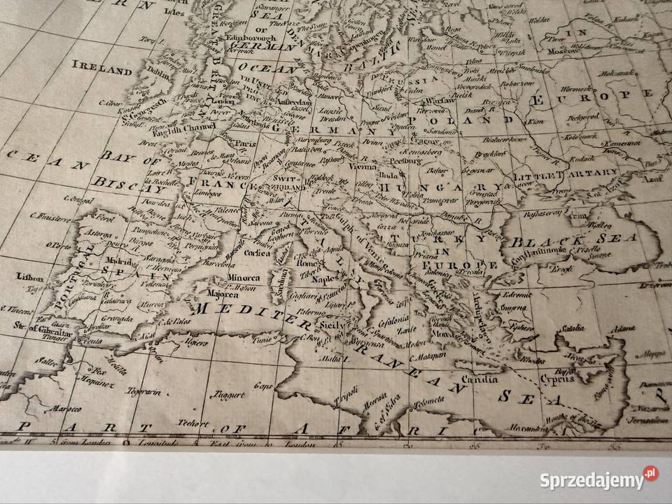 Antyczna Mapa Europy XIX Wiek Oryginalny śląskie Czerwionka-Leszczyny sprzedam