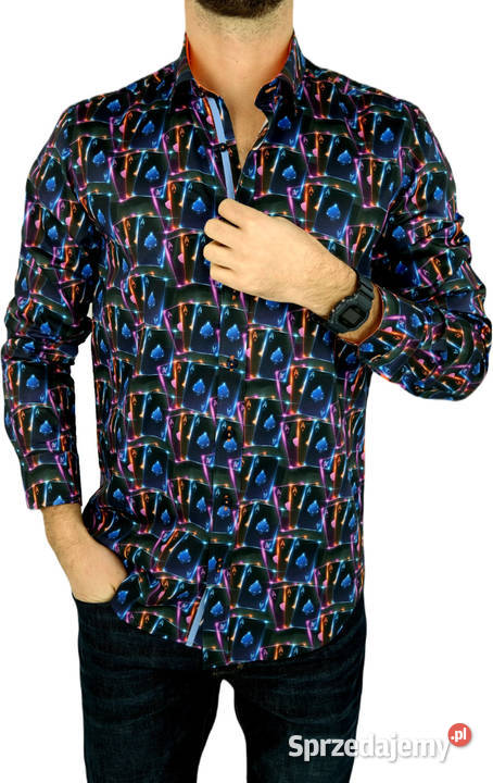 DANIEL BESSI Koszula Męska Fb057 Czarna KARTY sprzedam