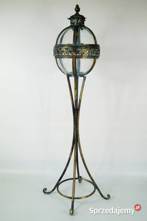 Metalowy lampion LATARNIA gięte szkło piękna Gizałki