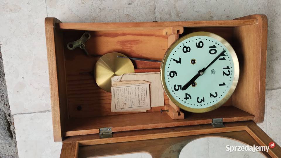 Stary zegar ścienny z dokumentami wielkopolskie Poznań sprzedam