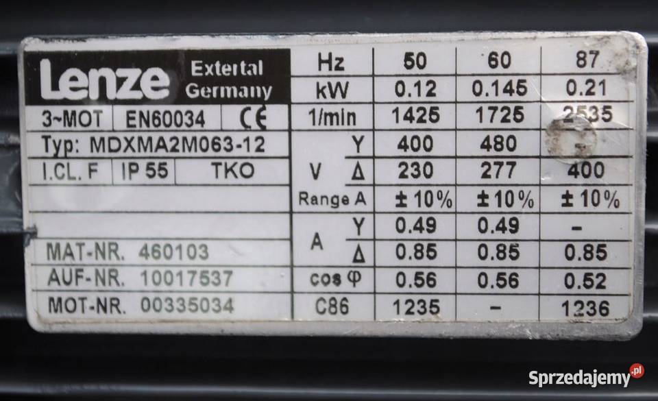 Motoreduktor kołnierzowy 012kw 86obr z hamulcem Kargowa sprzedam