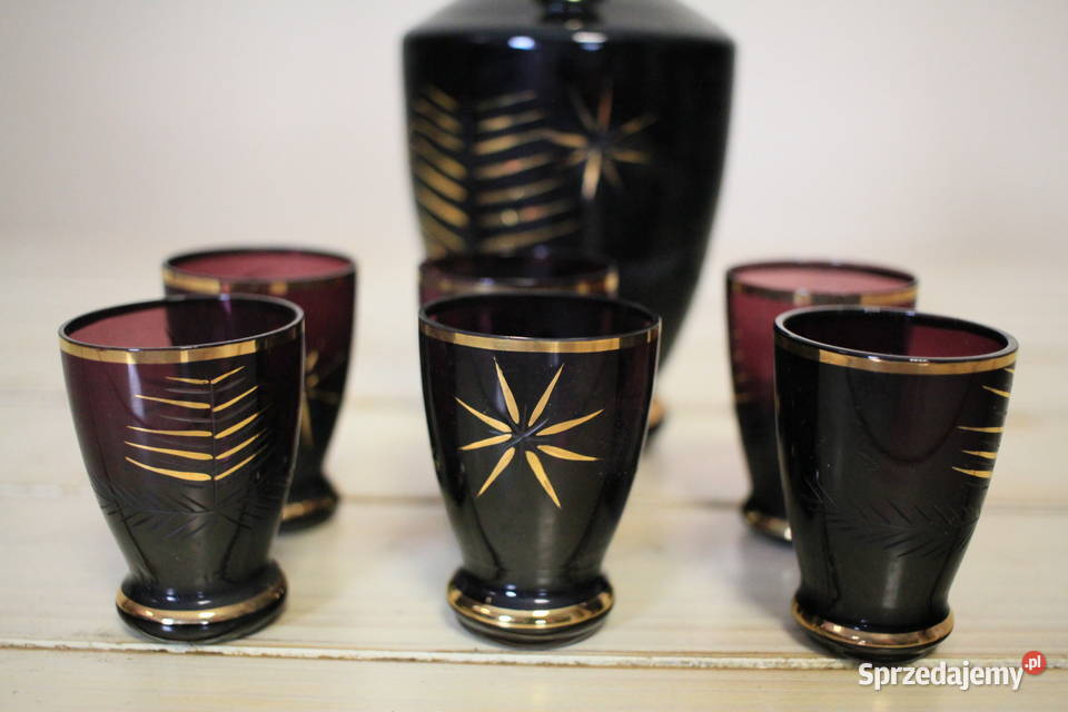 Karafka Bohemia Glass kieliszki art deco PRL Akcesoria kuchenne śląskie