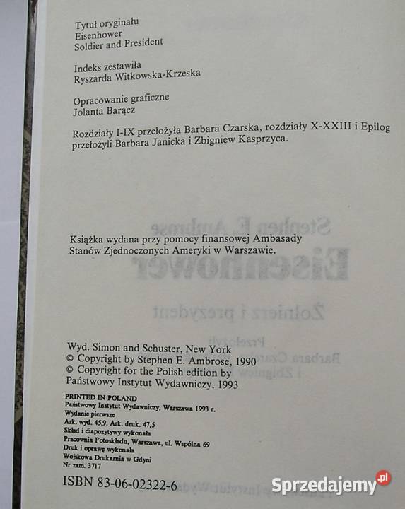 EISENHOWER STEPHEN E AMBROSE 1993 Łódź