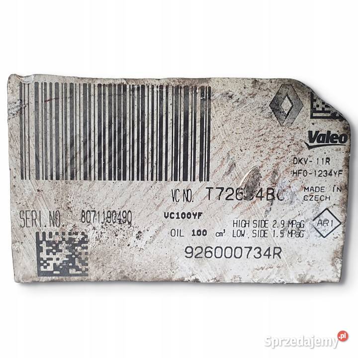 SPRĘŻARKA KLIMATYZACJI Renault Clio IV Captur 09 Chełm