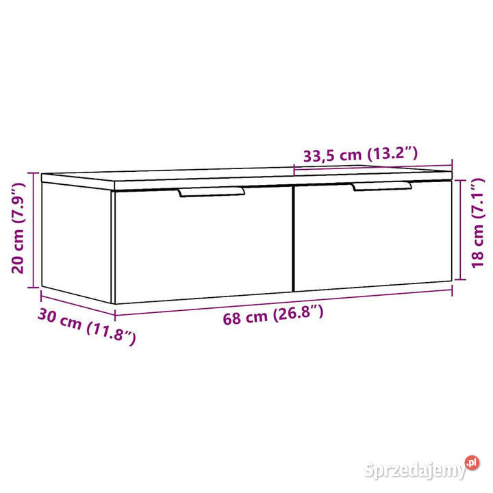 Szafka ścienna dąb artisan 68x30x20 WM856984 Warszawa