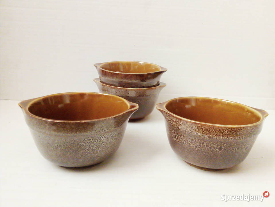 6 bulionówek Mirostowice porcelit vintage PRL brązowy Częstochowa