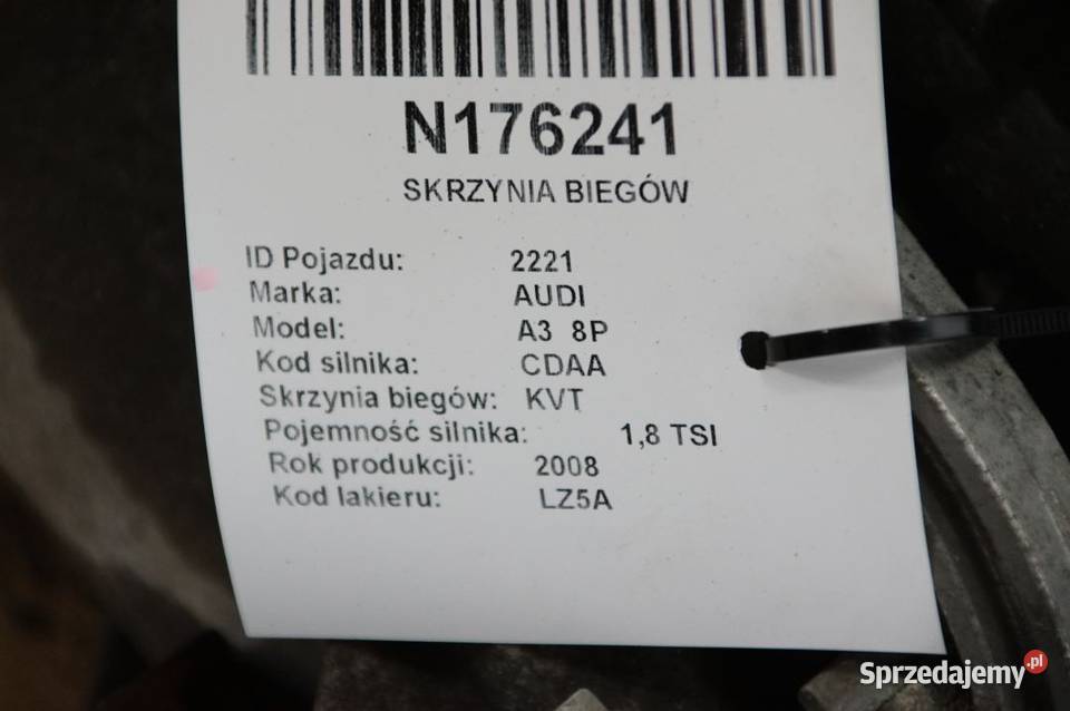 SKRZYNIA BIEGÓW AUDI A3 8P KVT Lipno