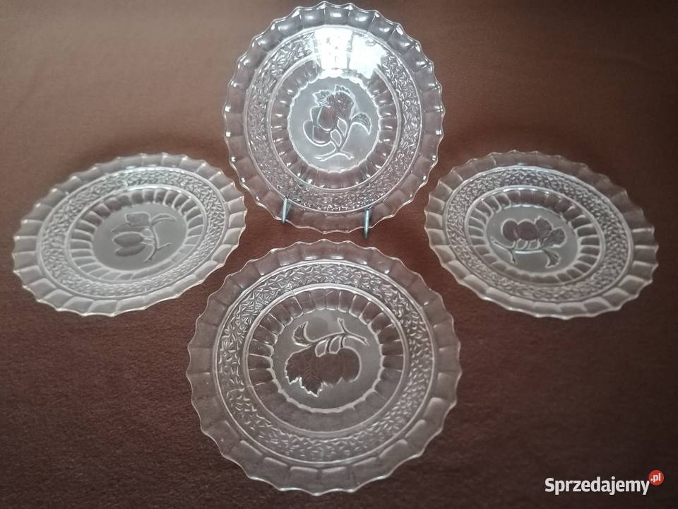 Talerzyki talerze szklane deserowe średnica 15 przezroczysty łódzkie Łódź