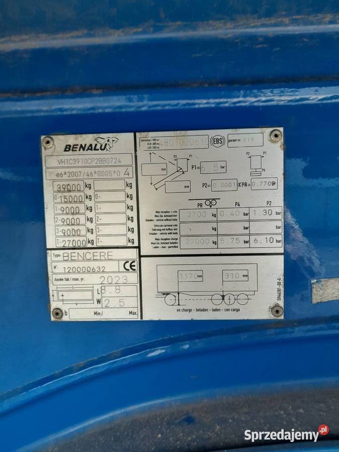 Naczepa Wywrotka Benalu Agriliner 47m3 2023 Sabnie