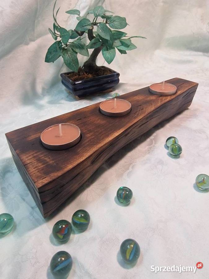 Świecznik drewniany bukowy DeepWax Shou Sugi Ban Sępopol