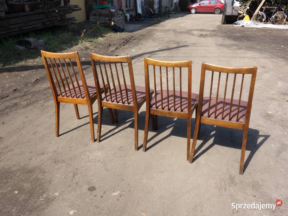 Krzesła Hałas typ 200157 komplet 4 sztuki PRL Tarnowskie Góry sprzedam