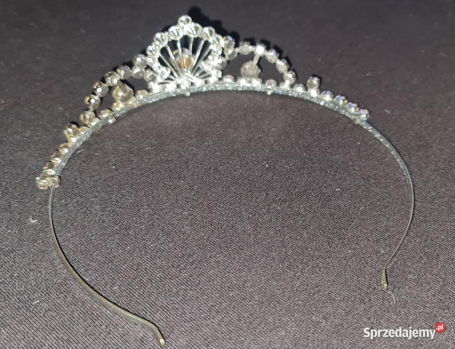 Diadem księżniczki z cyrkoniami posrebrzane Katowice