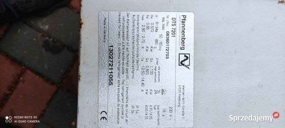 Pfannenberg Klimatyzator serii DTS 7201 11kw Produkcja Nowy Tomyśl