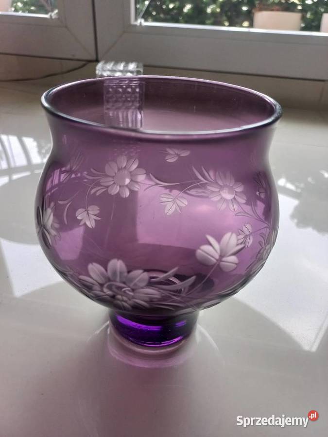Wazon fioletowy szkło Wyposażenie wnętrz sprzedam