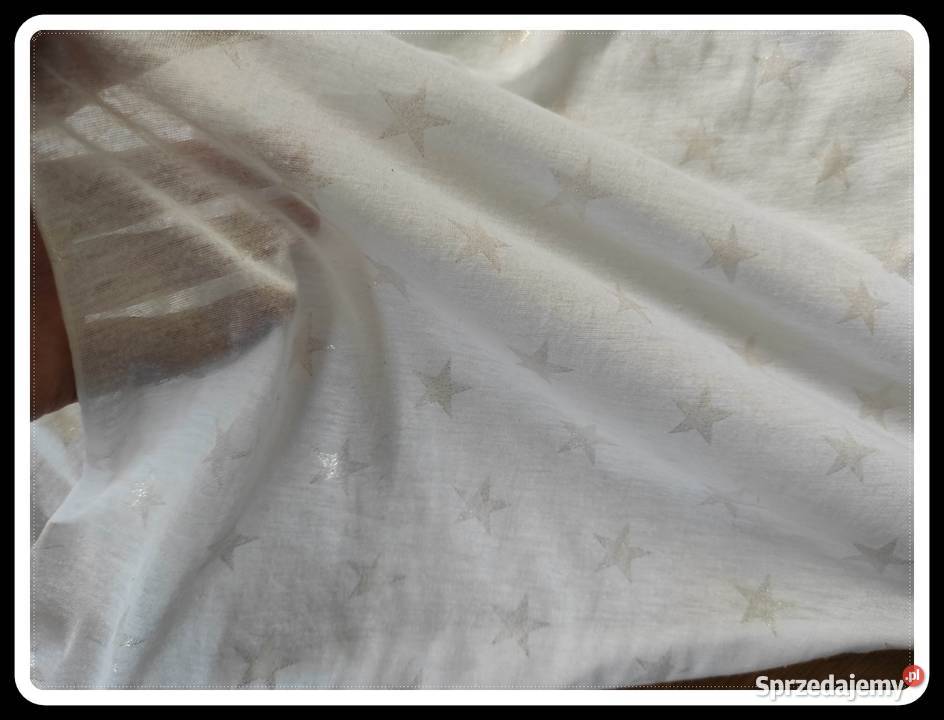 Biała lekka chusta szal damski w gwiazdki Płock sprzedam