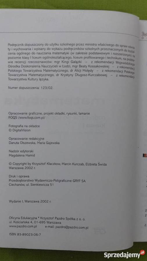 Matematyka zbiór zadań liceum technikum kl1 Małkinia Górna sprzedam