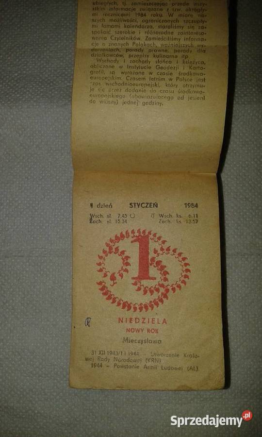 kartki z kalendarza zdzieraka 1984
