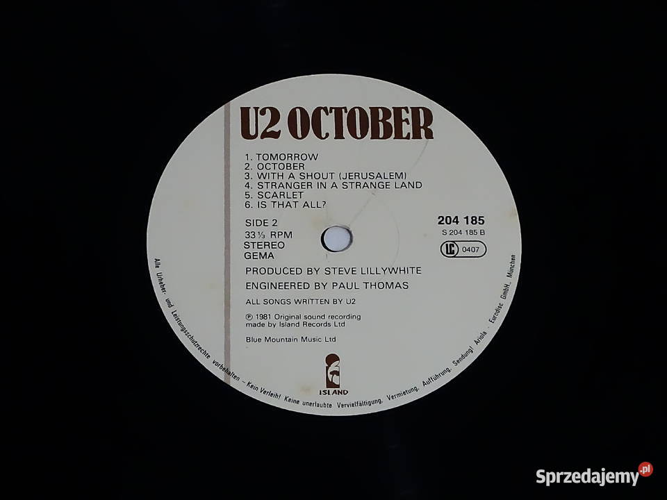 October U2 winyl LP 12 Island Records płyta winylowa Biłgoraj sprzedam