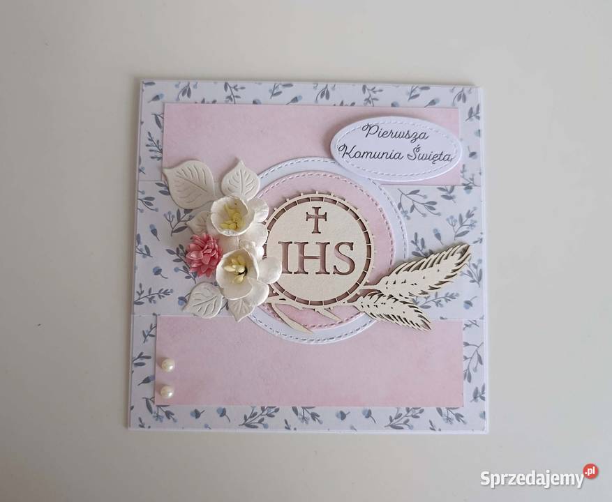 Kartka w pudełku Komunia Święta handmade Rękodzieło Łódź sprzedam
