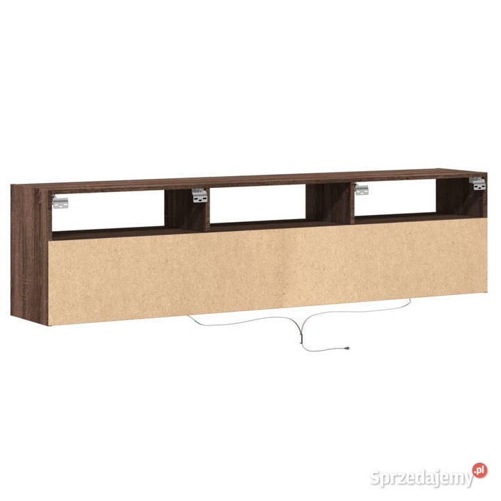 Ścienna szafka pod TV z LED brązowy dąb