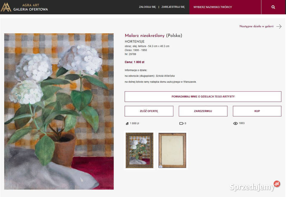 Przedwojenny stary obraz olejny Kwiaty Warszawa sprzedam