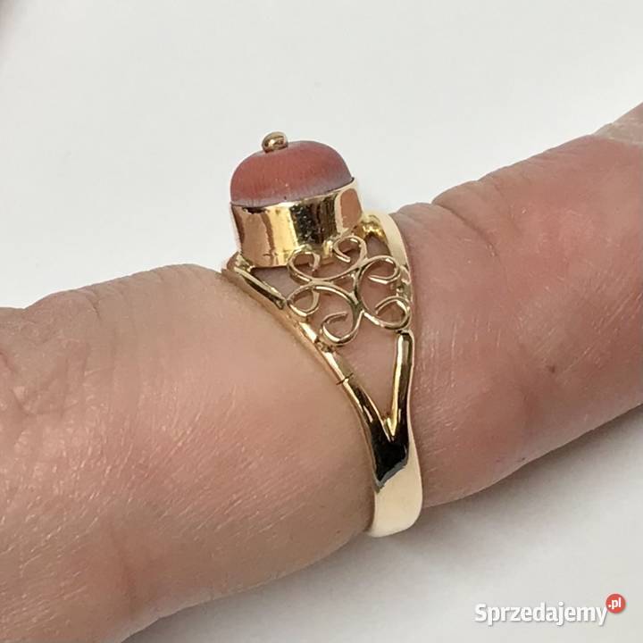 Złoty PIERŚCIONEK 14K ażurowy piękny KORAL r 15 Warszawa