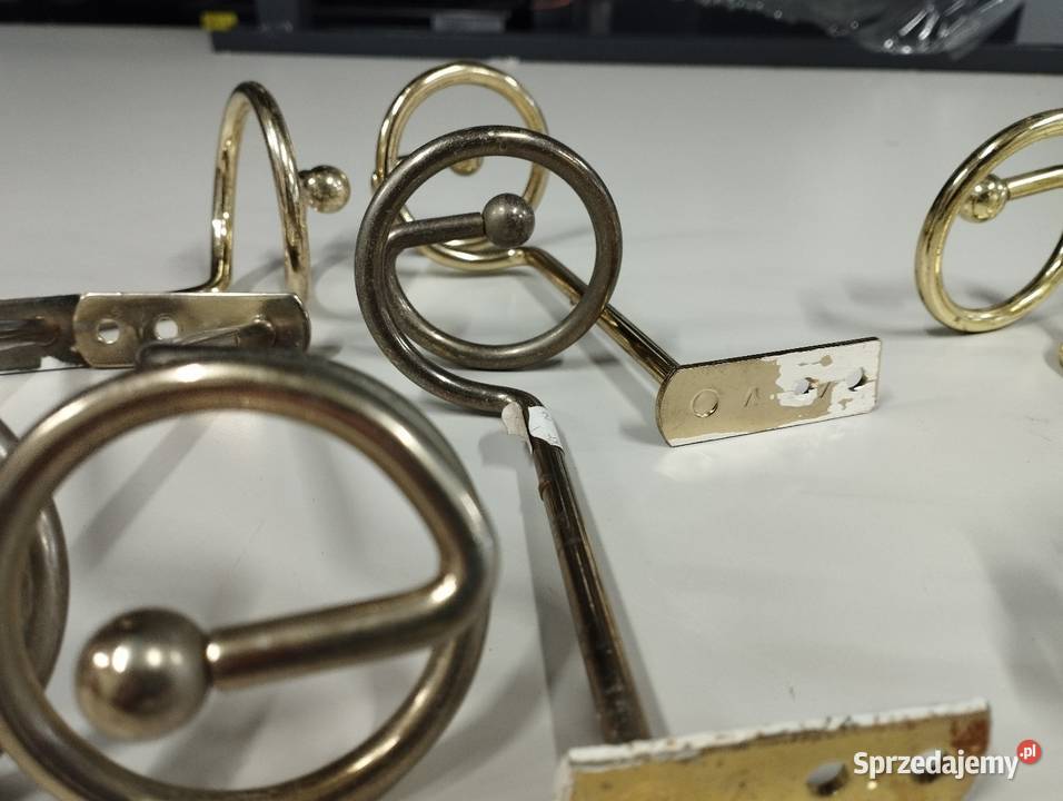 Metalowe wieszaki uchwyty złoty kolor haczyki żółty Wyskoć