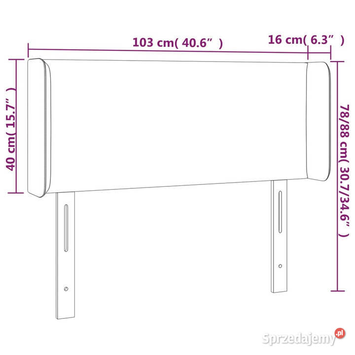 Zagłówek do łóżka z LED czarny 103x16x7888 mazowieckie Warszawa