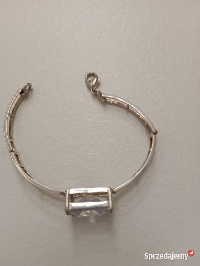 Bransoletka srebrna z dużą cyrkonią sprzedam