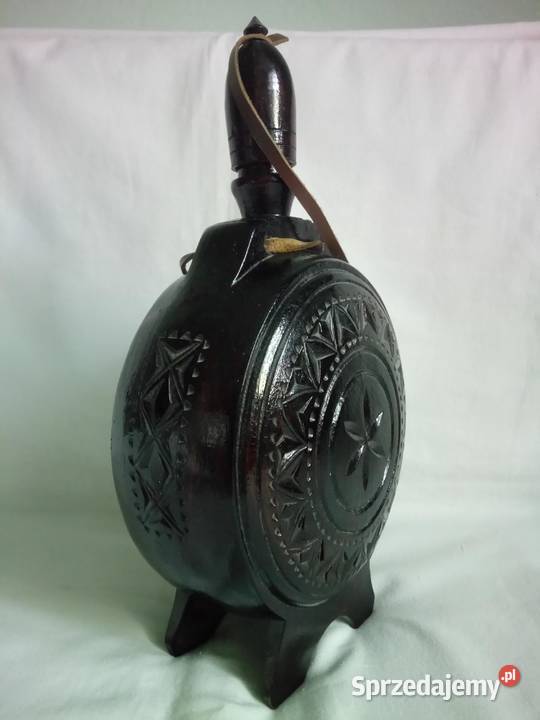 Ozdobny bukłak karafka drewno Rumunia vintage Warszawa
