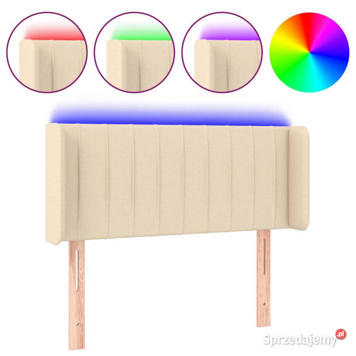Zagłówek do łóżka z LED kremowy 93x16x7888