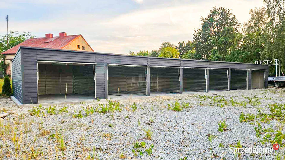 Rząd garaży 24x55m 7x brama uchylna antyracyt Toruń