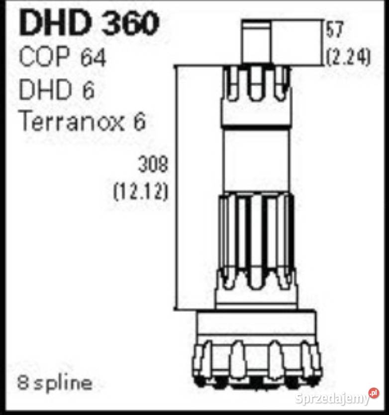 Młotek DTH dolny udarowy 200mm8 HD 360 Caly Rzeszów