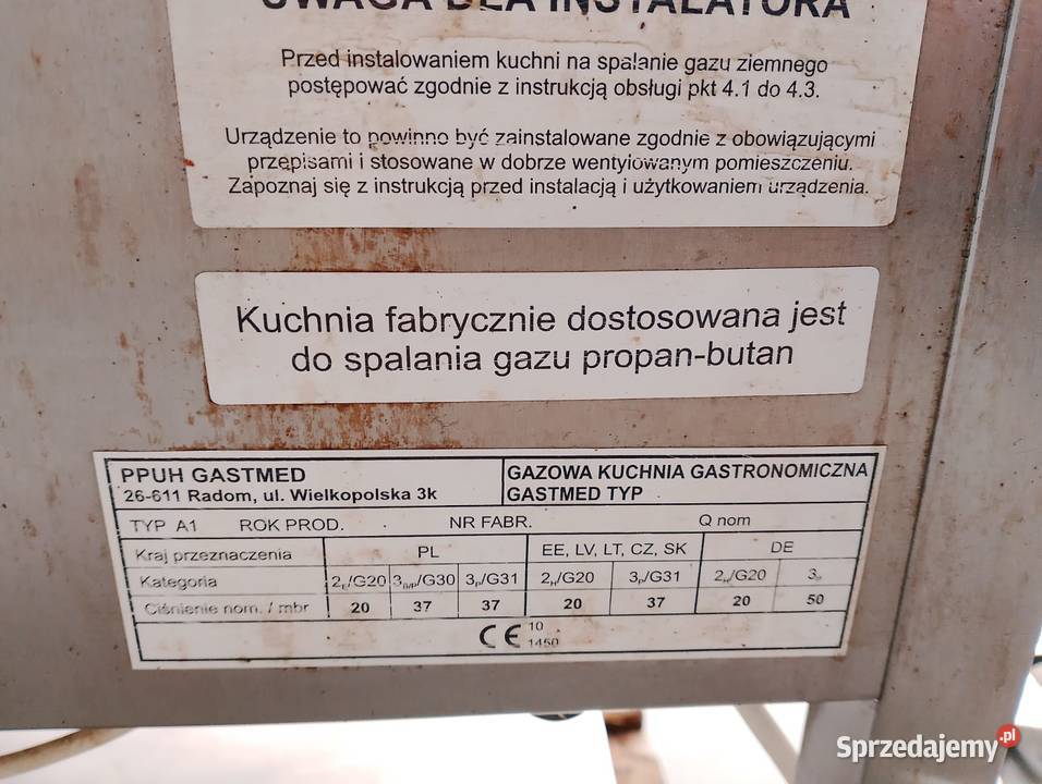 Kuchnia gazowa 4paln Gastmed A1 gaz ziemny Wrocław sprzedam