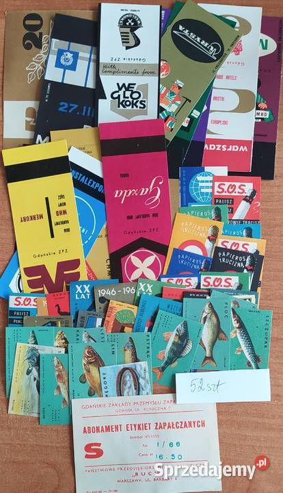 Zestawy etykiet zapałczanych z abonamentów ponad Katowice