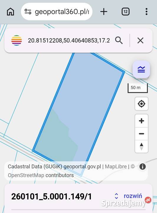 Sprzedam działkę rolną 375 ha 37538m2