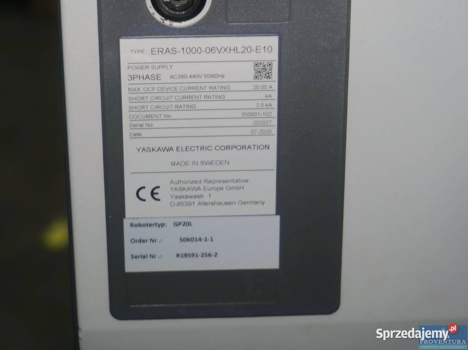 Robot przemysłowy Yaskawa MOTOMAN GP20HL małopolskie Sucha Beskidzka sprzedam