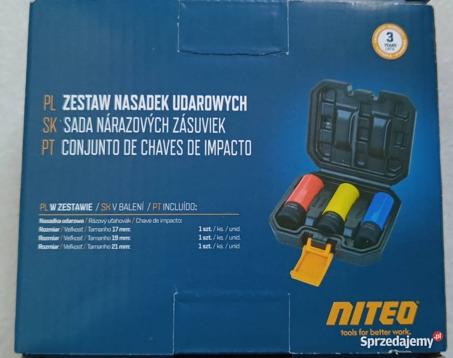NITEO zestaw nasadek udarowych 3 sztuki rozmiar Ełk