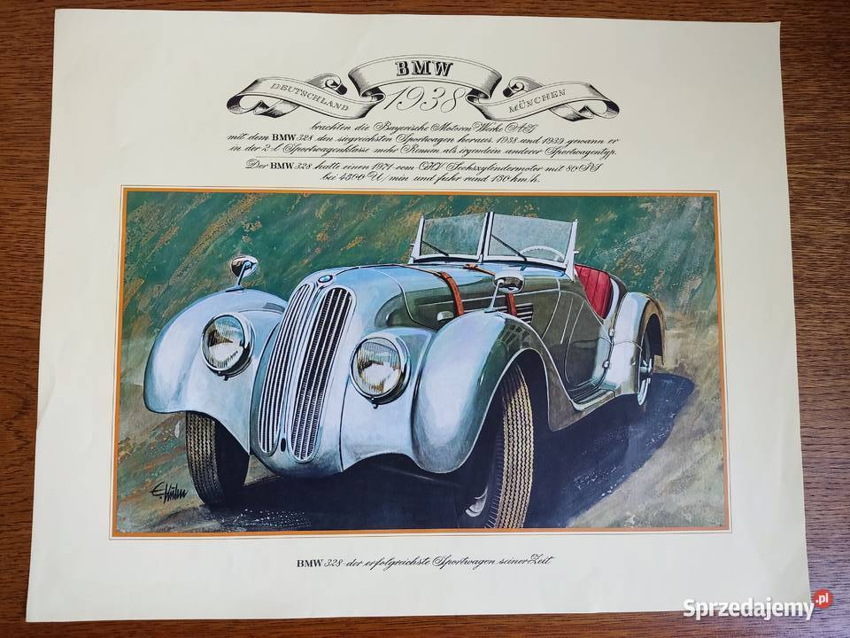Plakat kolekcjonerski BMW 328 z 1938 roku Pozostałe